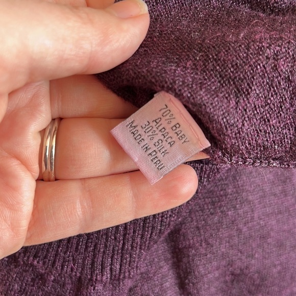 Peruvian Connection Purple Mockneck Sweater Alpaca Silk Blend - Picture 8 of 10